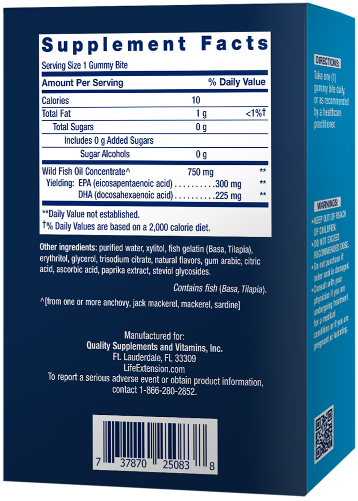 Omega3 Fish Oil Gummy Bites, 36 gummies Life Extension