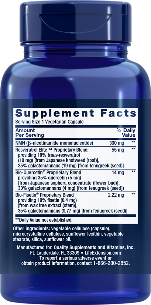 Thumbnail 2 of 2: New Product, Optimized NAD+ NMN Nicotinamide Mononucleotide with Resveratrol Elite, 90 vegetarian capsules