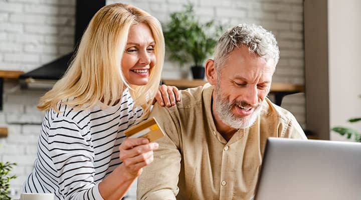 Parents making an online purchase