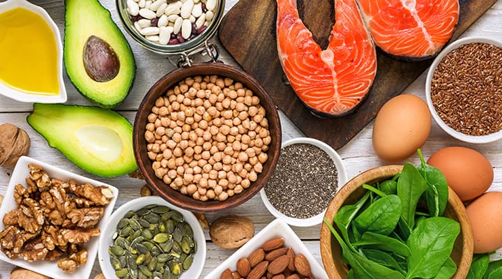 A healthy collection of food rich in omega 3
