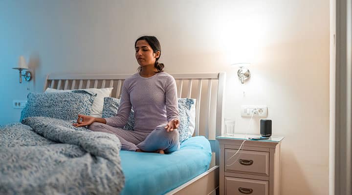 Stretching or meditation can help with relaxation at bedtime