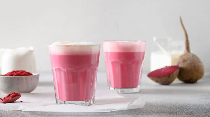 Beetroot lattes are a pretty pink color