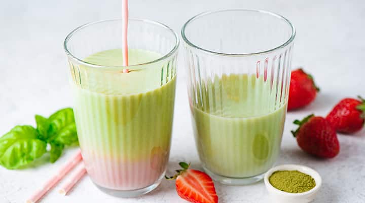 The strawberry matcha latte is a trendy drink with a vibrant flavor pairing