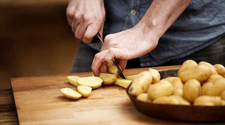 Potatoes and onions fit well in this vegan recipe