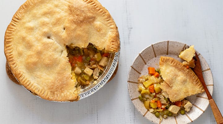This recipe makes 6 servings of vegan pie