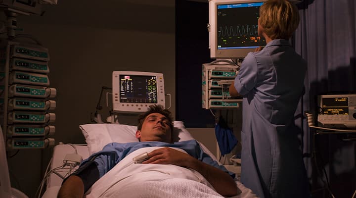 Man undergoing sleep study.