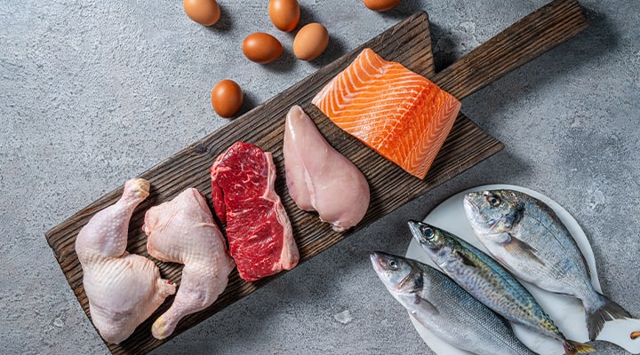 Meats, eggs and fish are great sources of protein