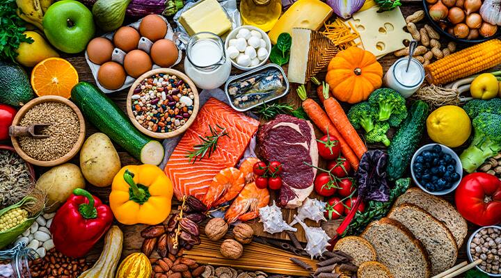 High fiber and high protein foods are both part of a balanced diet.