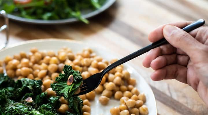 Vitamin C helps you absorb the iron in vegan food.