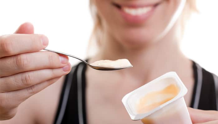 snacking on yogurt